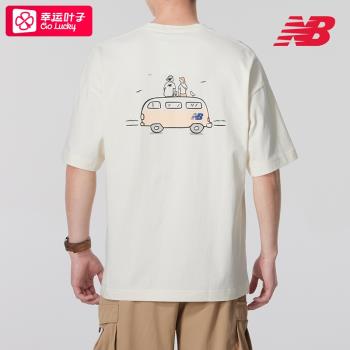 (免運)New Balance圓領短袖男裝女裝2025夏季新款印花運動服情侶寬松T恤
