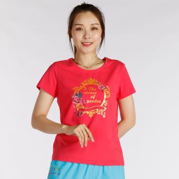 (免運)La Pagayo夏季女裝圓領修身棉大碼印花款修身時尚運動休閑短袖T恤