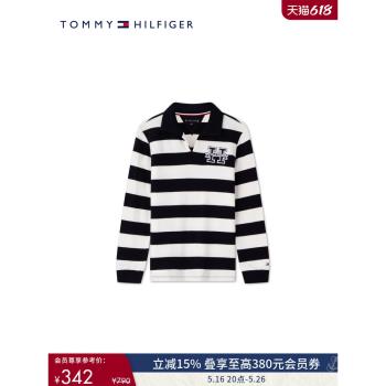 (免運)Tommy童裝男純棉美式復古休閑學院風條紋長袖T恤POLO衫TH2432167