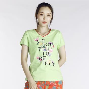 (免運)La Pagayo拉柏家雅夏裝修身大碼女裝V領顯瘦時尚運動休閑短袖T恤
