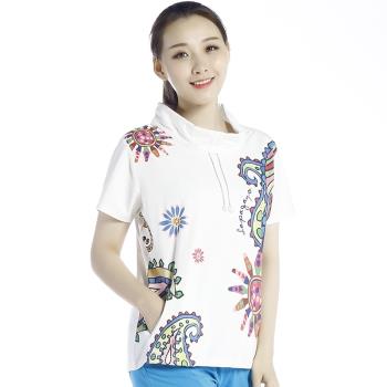 (免運)La Pagayo夏女裝大碼修身立領女士彈力修身顯瘦運動休閑女短袖T恤
