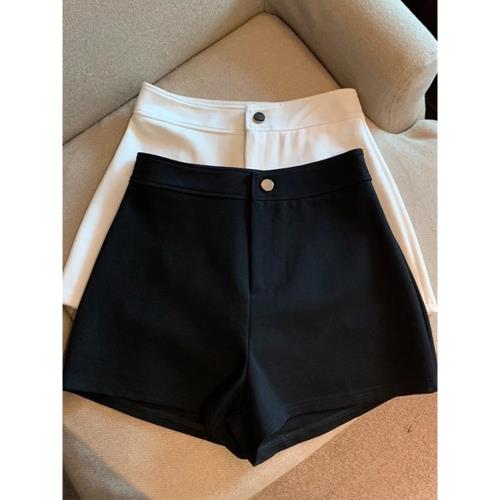 (免運)黑白色大碼胖mm西裝短褲女2025夏季薄款高腰a字熱褲外穿彈力褲子