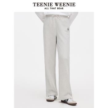 (免運)TeenieWeenie小熊女裝衛褲25春季酒紅色休閑簡約運動舒適直筒長褲