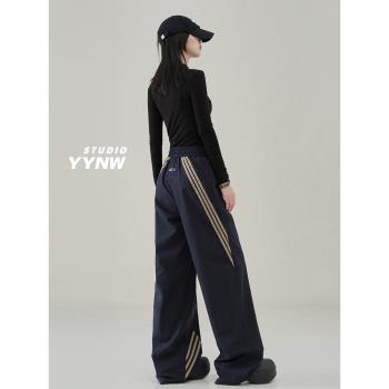 (免運)速干休閑褲女春夏薄2025新款美式寬松顯瘦直筒登山街舞降落傘長褲