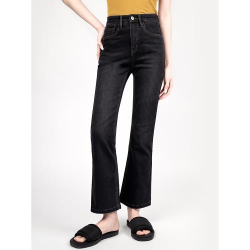 (免運)古田森高腰微喇牛仔褲女2025女裝新款高級感復古小個子喇叭九分褲