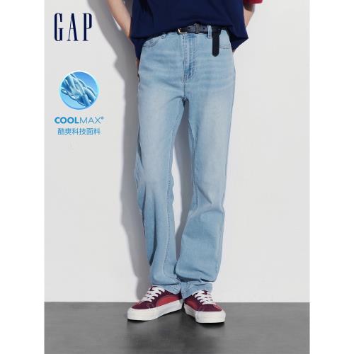 (免運)Gap女裝拼縫高腰直筒牛仔褲百搭休閑基礎長褲465037