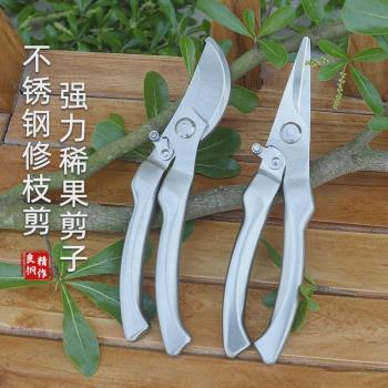 全鋼修枝剪不銹鋼剪枝修剪樹枝果樹盆景花卉園藝摘果專用水果剪刀