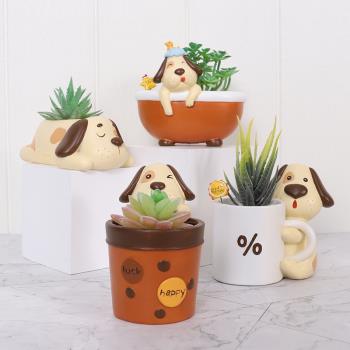 卡通創意可愛動物樹脂多肉花盆