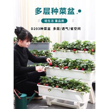 特大號花盆家用塑膠種菜專用箱花箱長方形多層花架陽臺菜架子種植