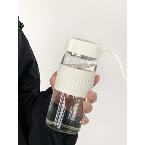 簡約玻璃杯耐高溫水杯2026新款女夏天辦公室帶茶隔便攜杯子高顏值