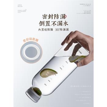雙蓋時間刻度玻璃杯高顏值水杯女咖啡豆漿果汁杯子便攜吸管牛奶杯