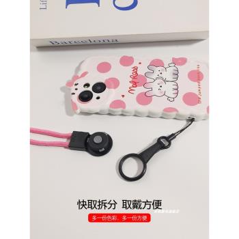 珍格手機掛繩掛脖長款不勒脖帶子多功能男編織繩結實耐用手指吊繩可拆卸指環扣手機殼出入證工牌防丟女新款