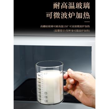玻璃刻度牛奶杯家用耐高溫帶蓋水杯可微波學生咖啡豆漿杯早餐杯子