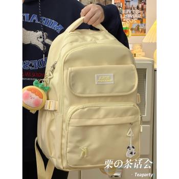 黃色輕便初中生雙肩包女2025新款大容量書包初中女生3一6年級揹包