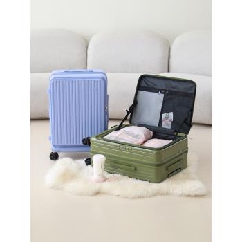 新款側開口行李箱女多功能萬向輪密碼拉桿箱20寸擴容深倉旅行箱男