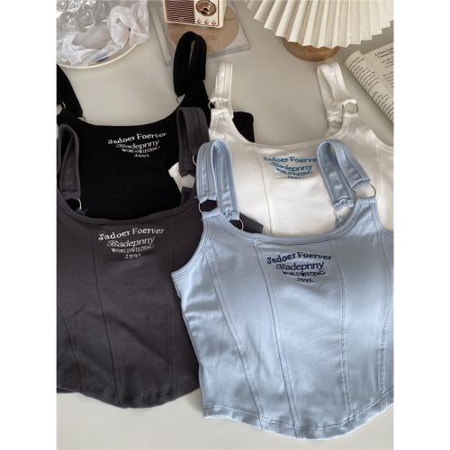 純欲字母吊帶背心女帶胸墊內搭辣妹穿搭修身短款超火網紅外穿上衣