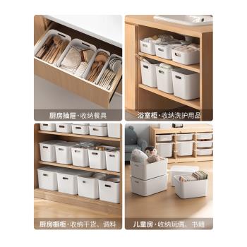 懶角落桌面收納盒子帶蓋廚房衣服雜物化妝品塑膠整理箱儲物置物筐