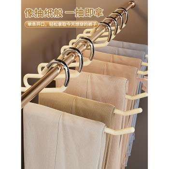 鵝型褲架家用掛褲子專用衣架無痕Z型褲掛架夾子衣櫃內建收納神器