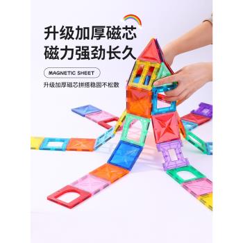 彩窗磁力片兒童益智玩具磁鐵拼圖軌道磁力貼男孩女孩強磁拼裝積木