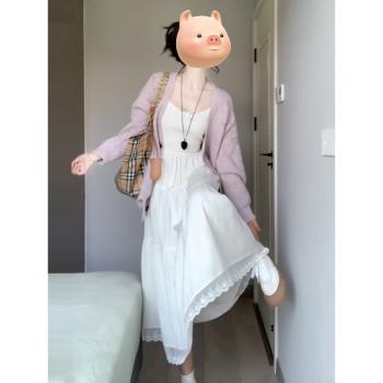 白色蕾絲吊帶連衣裙子女夏季2025新款韓系穿搭溫柔風法式氣質長裙