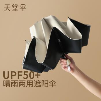 天堂傘黑膠晴雨兩用防紫外線八骨印LOGO廣告雨傘女折疊防曬太陽傘
