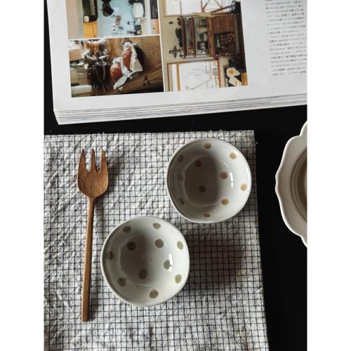 收集時光 豆綠淺棕波點小碟 醬料小碟 醬油醋芥末碟 迷你小碟子