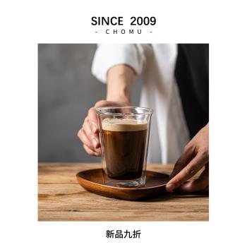 透明雙層隔熱玻璃高硼矽咖啡杯冰美式耐高溫ins風家用牛奶水杯子
