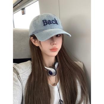 牛仔棒球帽子女夏季2025新款韓版時尚字母加長簷顯臉小防曬鴨舌帽