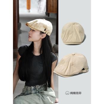 美式復古前進帽女2025新款畫家帽顯臉小情侶反戴鴨舌貝雷帽子男潮
