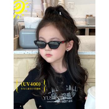 復古貓眼兒童太陽鏡女孩眼鏡時尚偏光防紫外線女童防曬墨鏡不傷眼