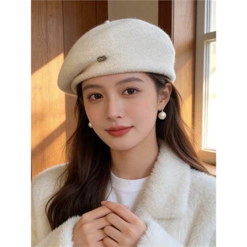 高品質貝雷帽女2026新款春秋百搭新年紅羊毛呢蓓蕾帽氣質畫家帽子