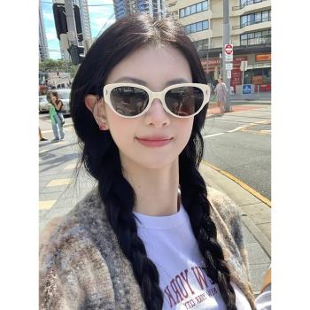 復古貓眼墨鏡女可折疊2025新款高階感韓潮防曬防紫外線窄框太陽鏡
