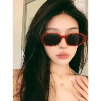 韓系紅色墨鏡2025新款太陽鏡女款拽姐防紫外線大框顯臉小近視眼鏡