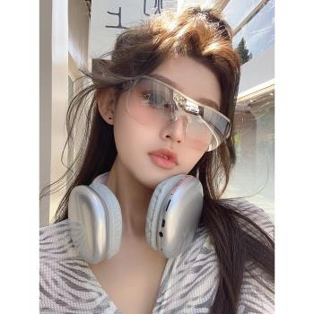 美式Y2K騎行眼鏡夜騎太陽鏡女網紅街拍個性穿搭凹造型墨鏡高階感