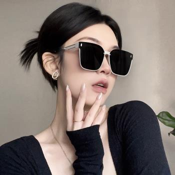 gm白色墨鏡女復古大框偏光防紫外線網紅眼鏡開車專用太陽鏡顯臉小