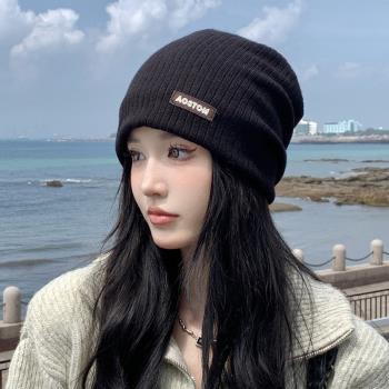 2025新款堆堆帽女春秋季產後月子帽百搭顯臉小針織毛線包頭冷帽子