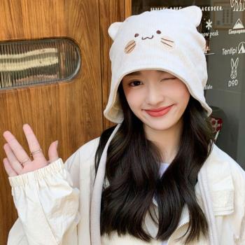 月子帽產後春秋冬季孕婦帽子女款冬天針織包頭帽顯臉小可愛毛線帽