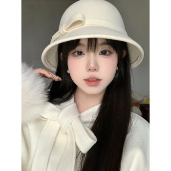 法式留洋大小姐千金帽漁夫帽子春夏名媛赫本風小香風女顯臉小禮帽