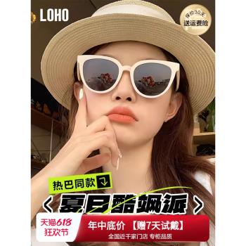LOHO新款2025墨鏡女太陽鏡偏光防曬墨鏡紫外線復古圓框高階感眼鏡
