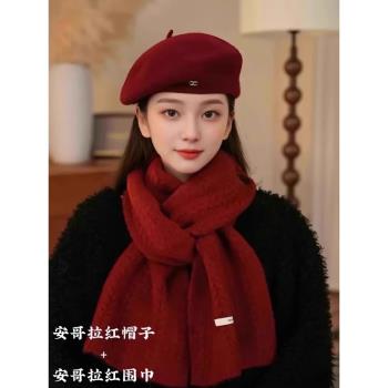 2025春秋季羊毛呢百搭貝雷帽子女法式顯臉小蓓蕾帽氣質休閑畫家帽