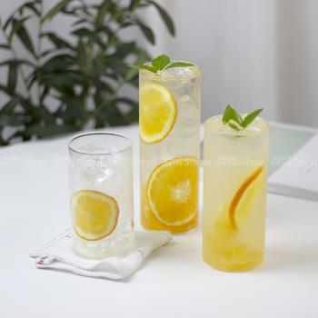 ins直筒玻璃簡約耐熱圓筒直身咖啡牛奶氣泡果茶水杯高硼矽玻璃杯