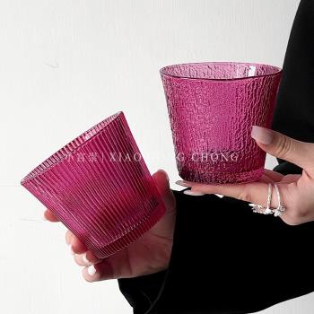 復古簡約條紋玻璃杯ins風高顏值冷飲杯果汁杯家用茶杯酒杯咖啡杯
