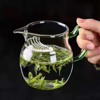 泡綠茶專用茶具月牙杯過濾茶杯帶泡玻璃耐熱套裝加厚月牙茶器茶漏