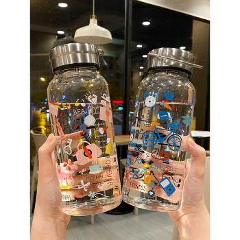 大容量玻璃杯1000ml超大水壺便攜耐高溫學生家用男女士水瓶大號