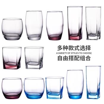 樂美雅玻璃杯家用耐熱水杯創意簡約餐廳果汁杯商用歐式酒店杯子