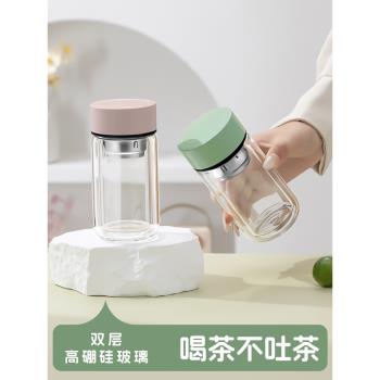 迷你雙層玻璃杯女生高顏值小巧便攜泡茶杯家用耐高溫防燙水杯子