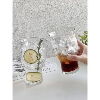 大容量透明寬口玻璃杯冰美式咖啡杯夏天果汁冷飲料水杯子啤酒杯