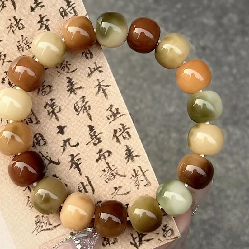 精選玉化老料白玉菩提根手串女繞指柔學生文玩菩提子佛珠盤玩手鏈|菩提