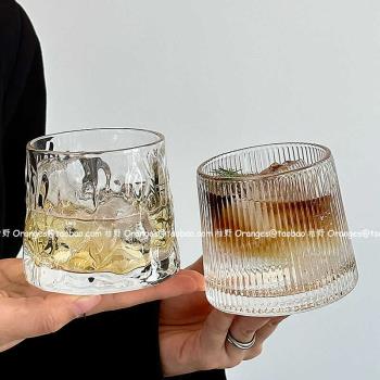 小眾復古威士忌酒杯洋酒杯冰美式拿鐵杯咖啡杯冷萃杯飲品杯玻璃杯