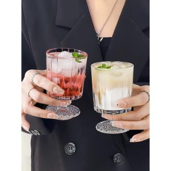 水杯ins雞尾酒杯女高腳杯高顏值微醺紅酒杯果汁飲料咖啡玻璃杯子